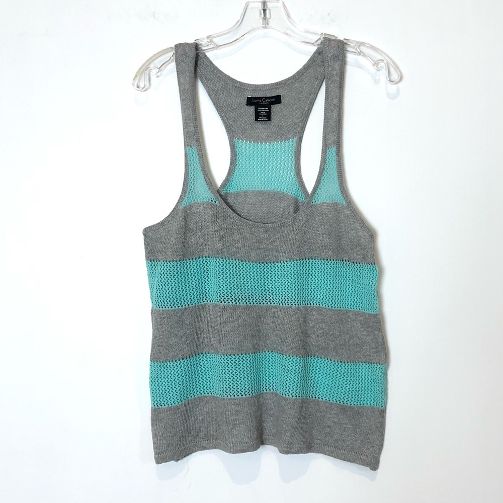Love Cameron Los Angeles Gray and Aqua Sweater Tank